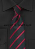 Modern Black Tie with Bright Red Stripes